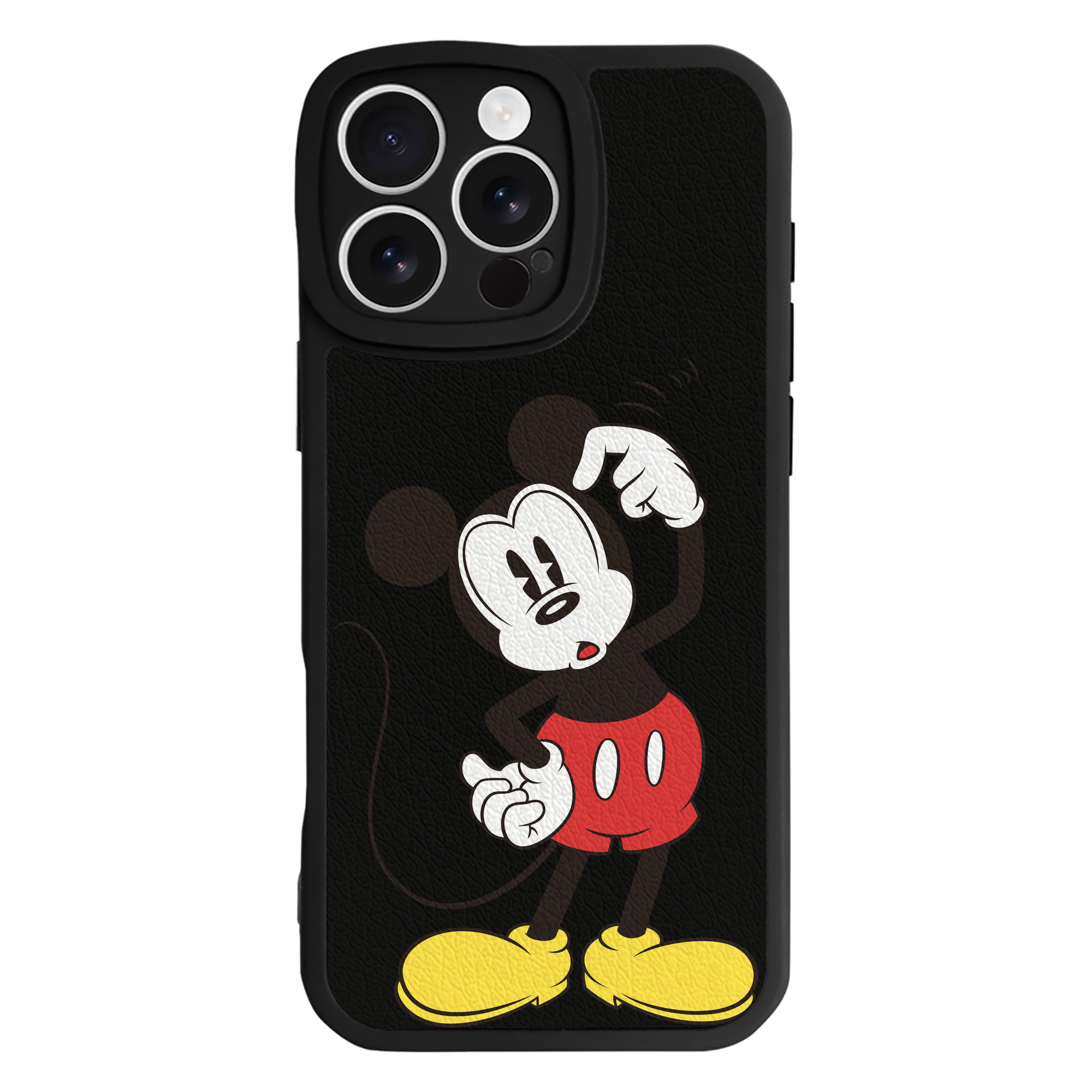 （画像用） ミッキーマウス Mickey Mouse 【iPhone 16シリーズ対応】シリコンスマホケース（レザー調） 材質：シリコン